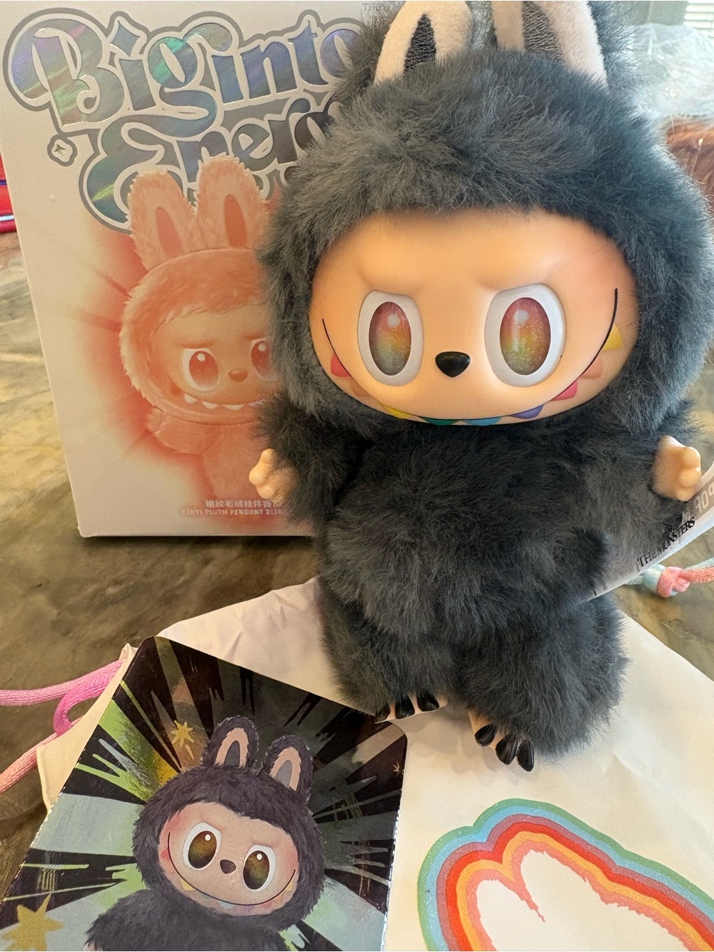 ULTRA RARE Big Into Energy Labubu HIDDEN Rainbow smile BLACK GREY special eyes